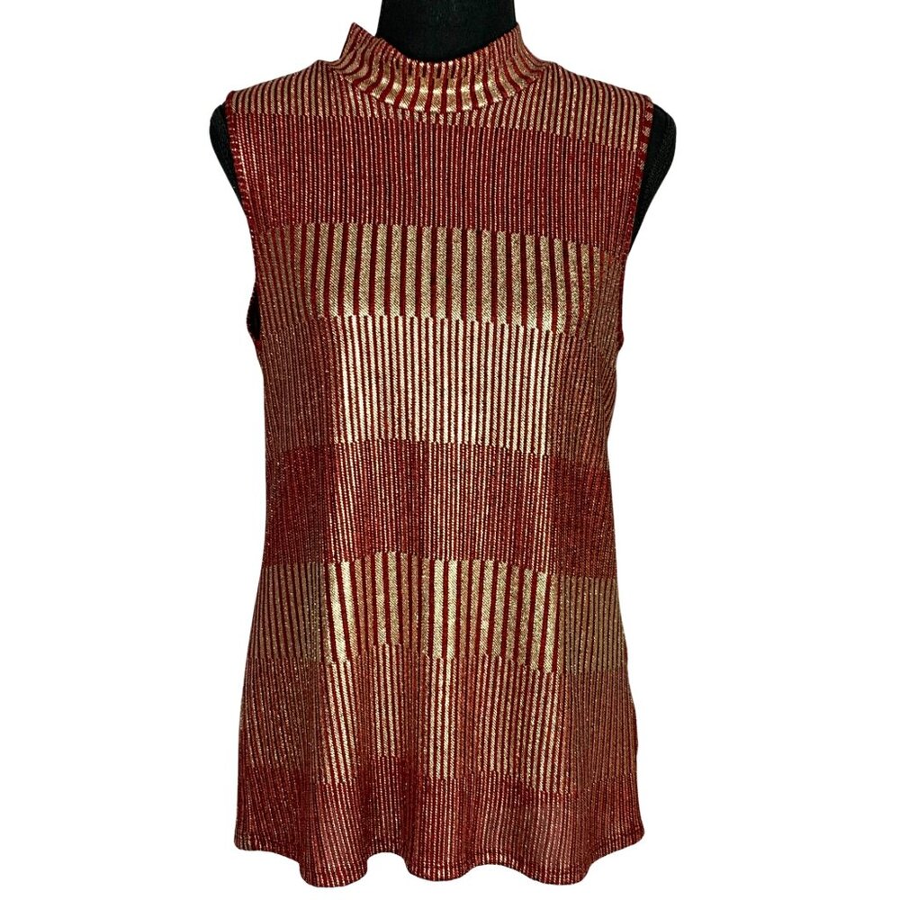 Metallic Sleeveless Turtleneck Top